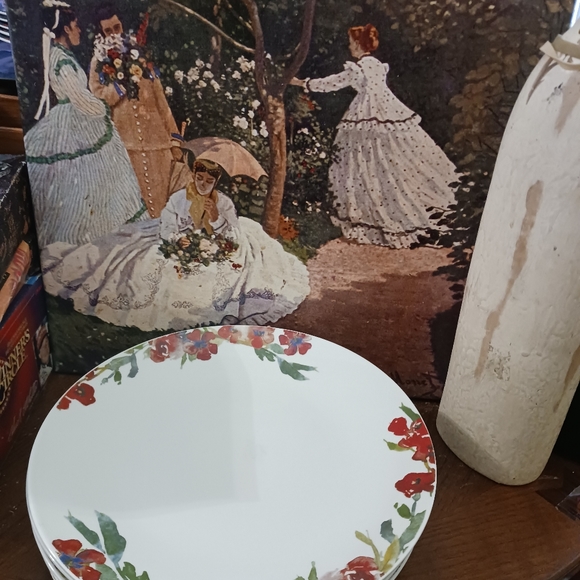 🍅🥪4 Tabletops Galler Plates 11”×2"🍛🍲 Hand Painted Set,NICE GIFT.🥙🥞🍱🎁 - Picture 2 of 14